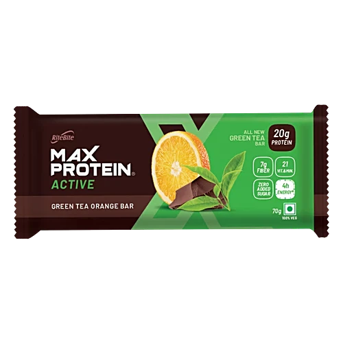 RITE BITE MAX PROTEIN GREEN TEA ORANGE BAR 70G