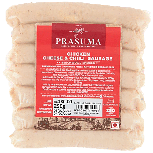 FROZEN CHICKEN CHEESE & CHILLI SAUSAGE 250GM