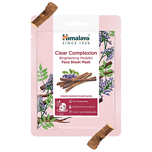 HIMALAYA CLEAR COMPLEXTION BRIGHTENING MULETHI FACESHEET MASK 1 N