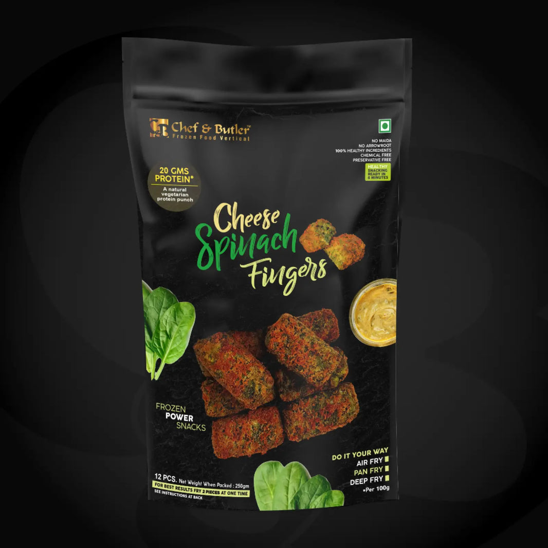 CHEF & BUTTLER CHEESE SPINACH FINGERS 250 GM