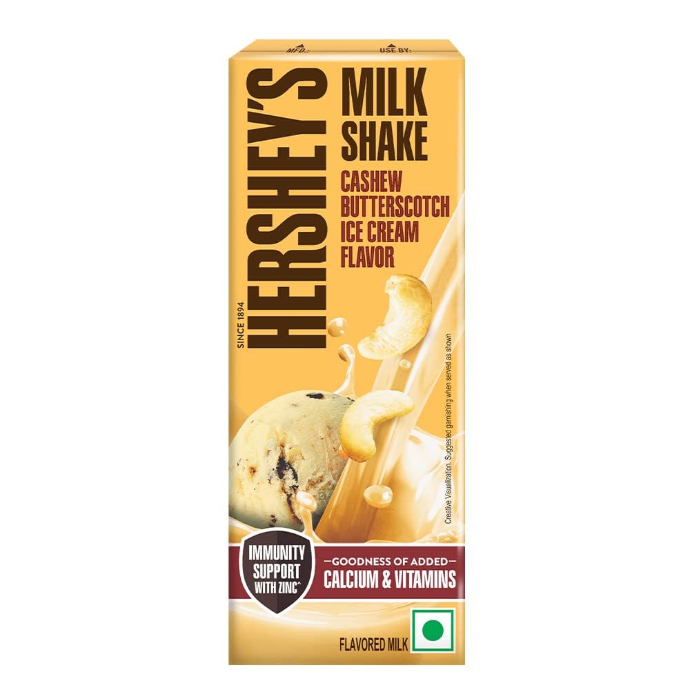 HERSHEYS MILK SHAKE CASHEW BUTTERSCOTCH ICE CREAM FLVR 180 ML