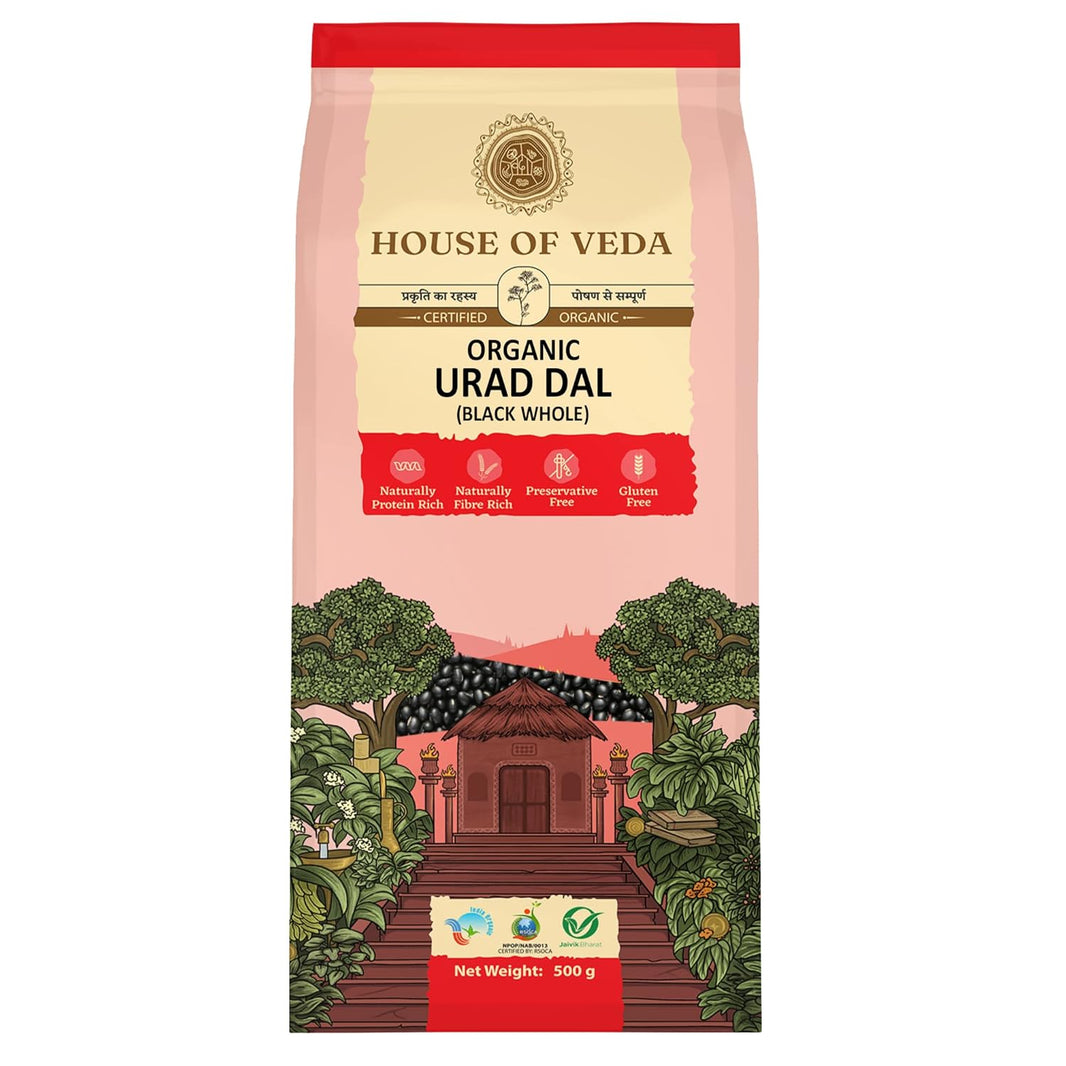 HOUSE OF VEDA ORGANIC URAD DAL WHOLE 500 GM