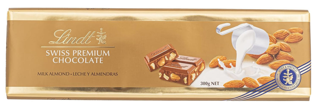 LINDT SWISS PREMIUM CHOCOLATE MILK ALMOND 300 GM