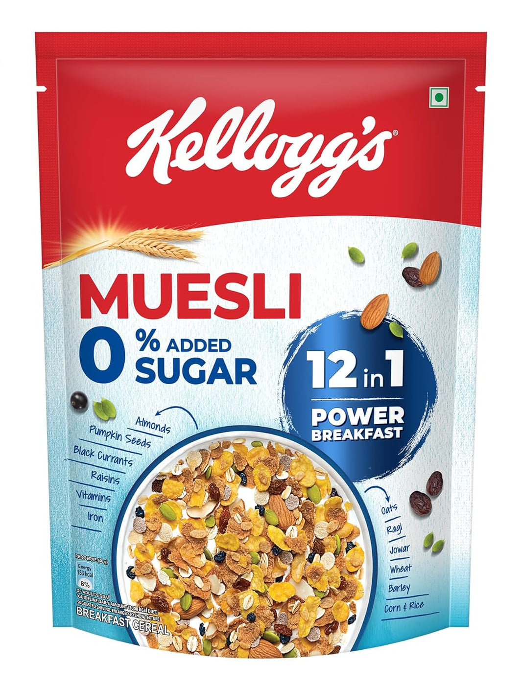 KELLOGS MUESLI NO ADDED SUGAR 500 GM
