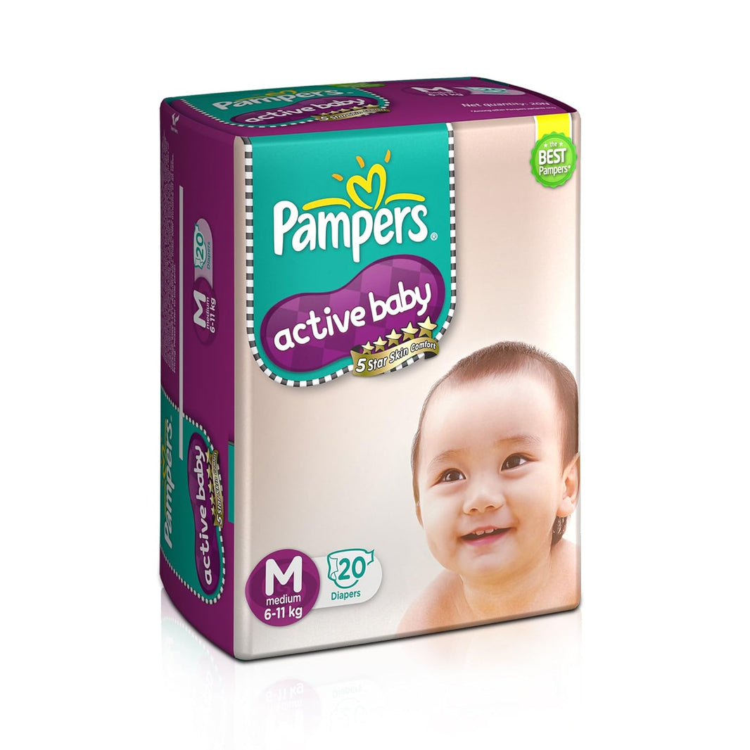 PAMPERS ACTIVE BABY DIAPERS MEDIUM 20N