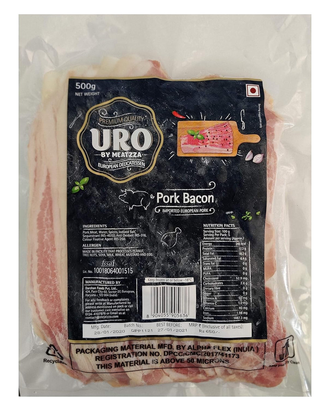MEATZZA PORK BACON SLICED COOKED 500 GM