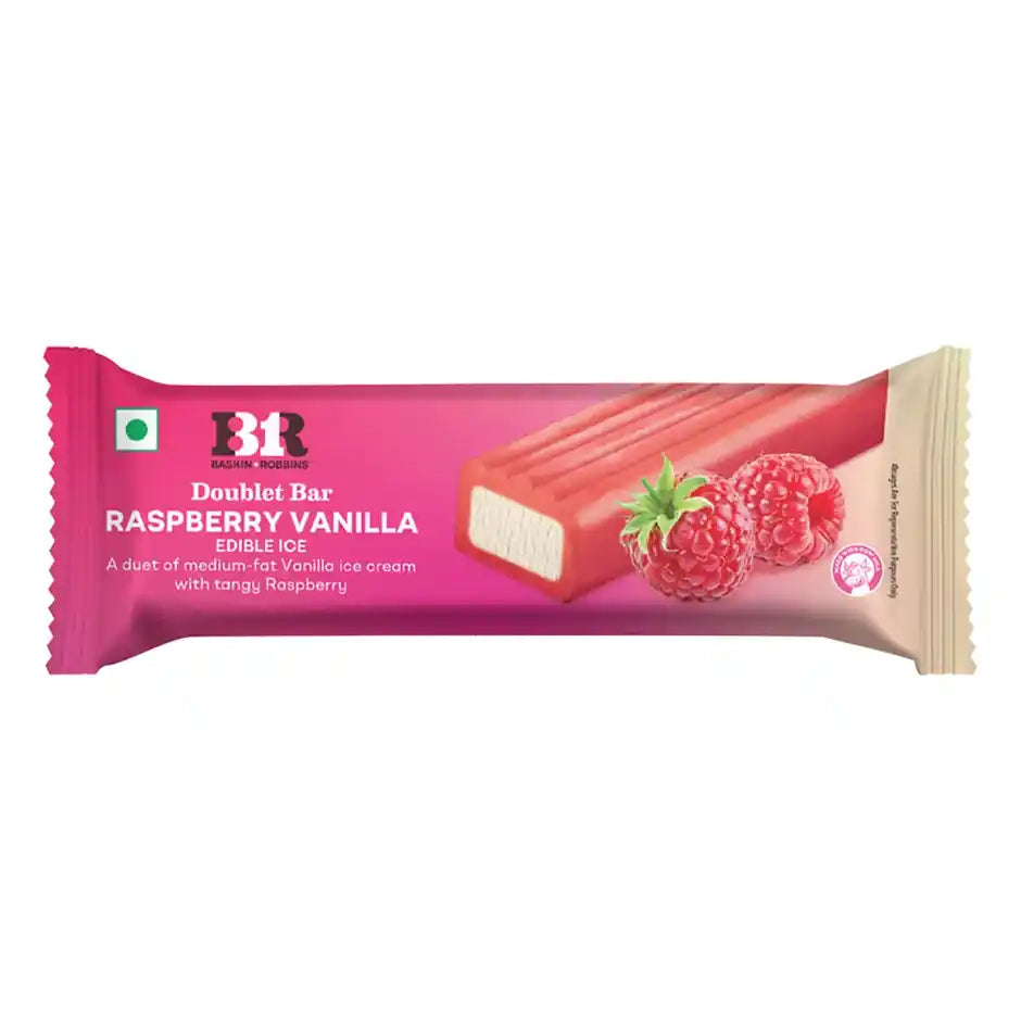 BASKIN ROBBINS DOUBLE BAR RASPBERRY VANILLA 65 GM