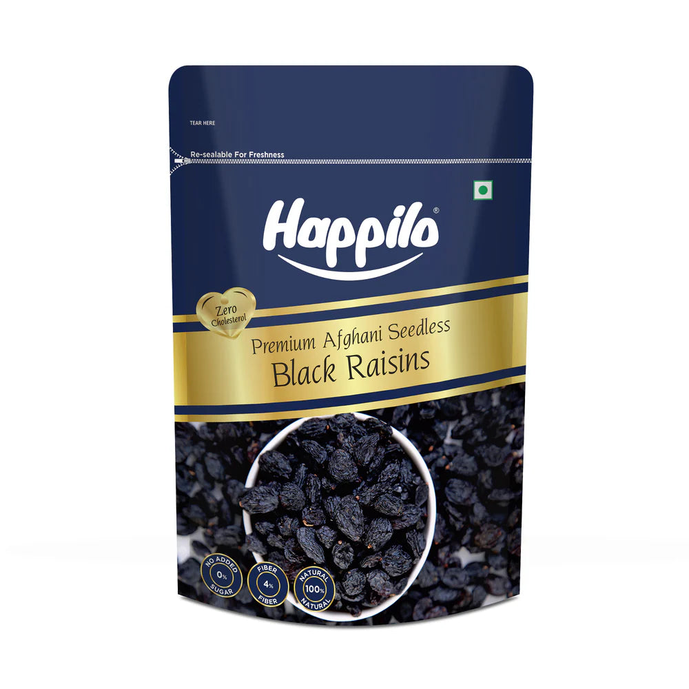 HAPPILO PREMIUM AFGHANI SEEDLESS BLACK RAISIN 250 GM