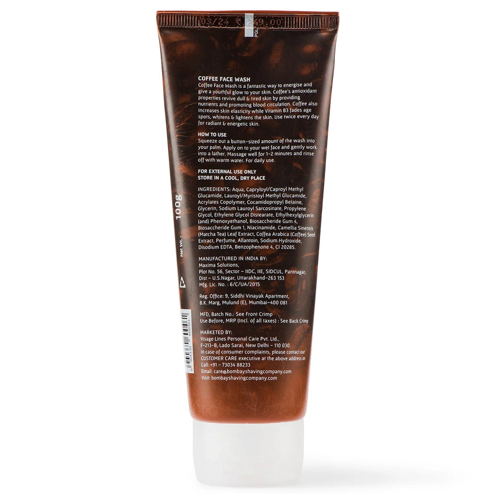 BOMBAY SHAVING COMPANY COFFEE FACE WASH 100G - SuperMarcheStore