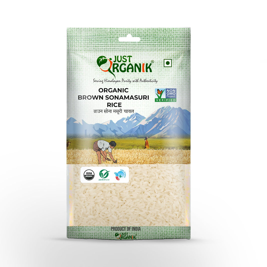 JUST ORGANIC BROWN SONA MASOORI RICE 1KG
