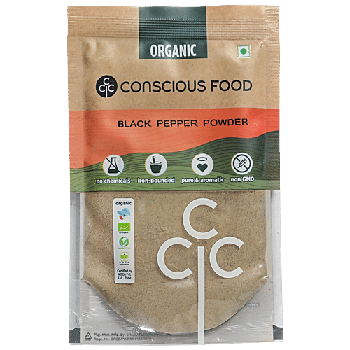 CONSCIOUS FOOD BLACK PEPPER WITH GRINDER 50 GM - SuperMarcheStore