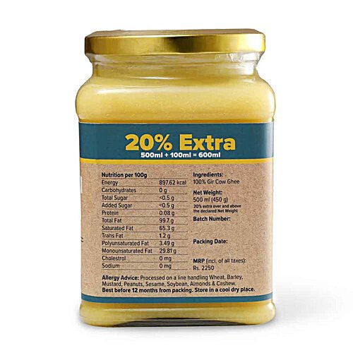 CONSCIOUS FOOD COW GHEE GIR NTRL JR 500M - SuperMarcheStore