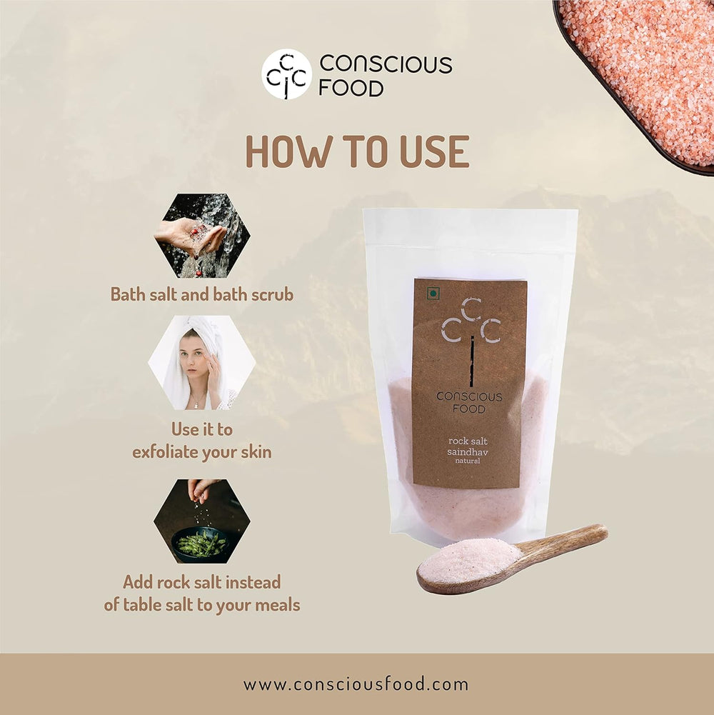 CONSCIOUS FOOD HIMALAYAN ROCK SALT SAIDHAV 1 KG - SuperMarcheStore