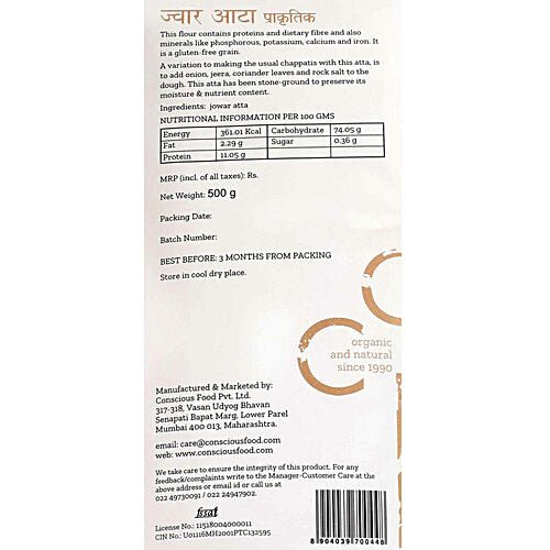 CONSCIOUS FOOD JOWAR ATTA 500g - SuperMarcheStore