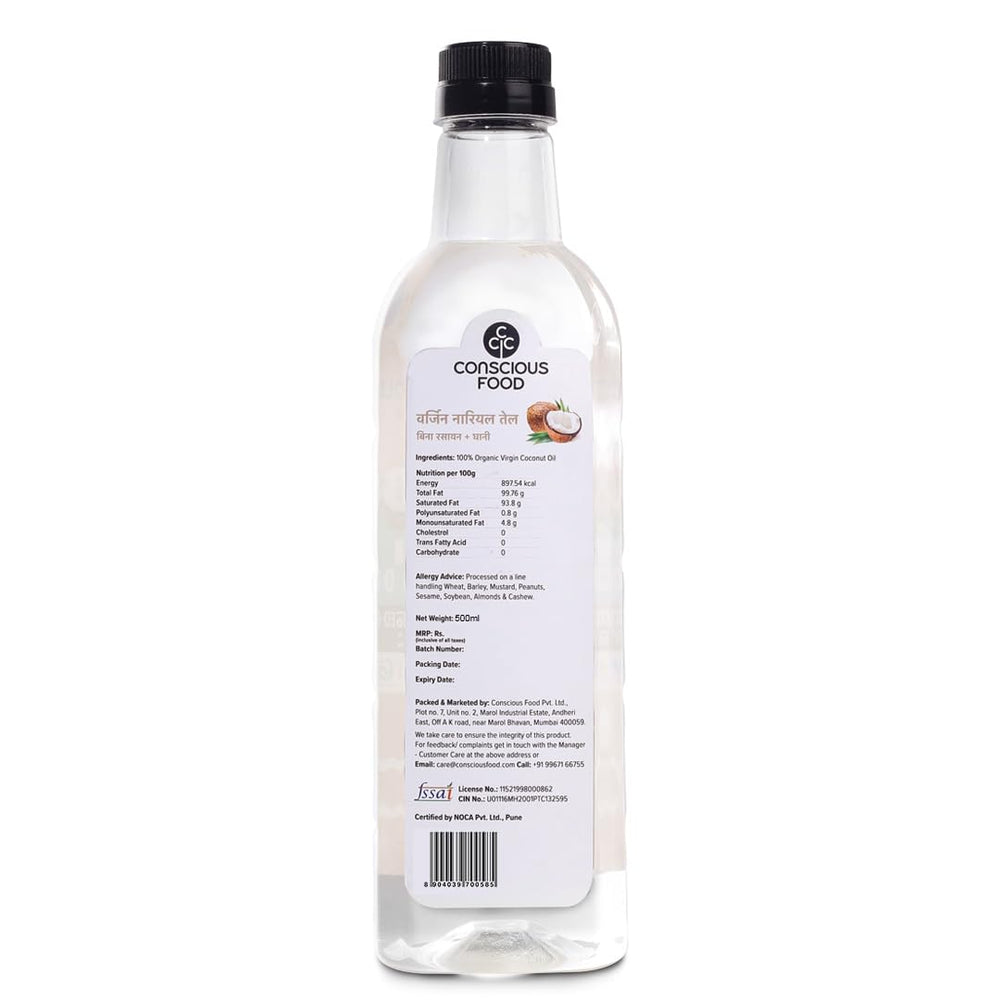 CONSCIOUS FOOD VIRGIN COCONUT OIL 500 ML - SuperMarcheStore