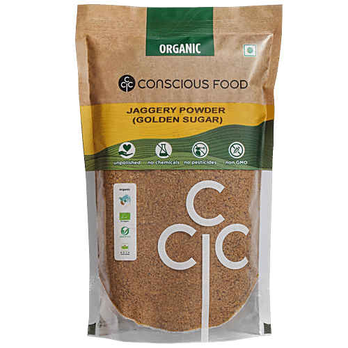 CONSCIUS FOOD ORGANIC GOLDEN SUGAR JAGGERY POWDER 500 GM - SuperMarcheStore