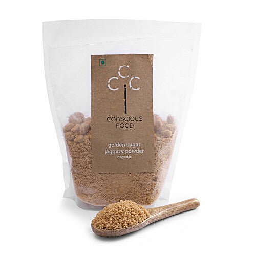 CONSCIUS FOOD ORGANIC GOLDEN SUGAR JAGGERY POWDER 500 GM - SuperMarcheStore