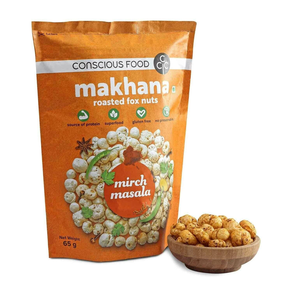 CONSIUOS FOOD MAKHANA ROASTED MIRCH MASALA 65 GM - SuperMarcheStore