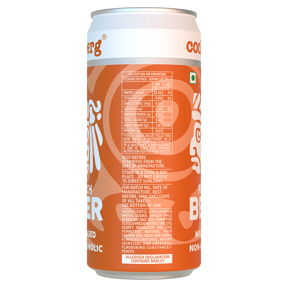 COOLBERG PEACH BEER NON ALCOHOLIC CAN 300 ML - SuperMarcheStore