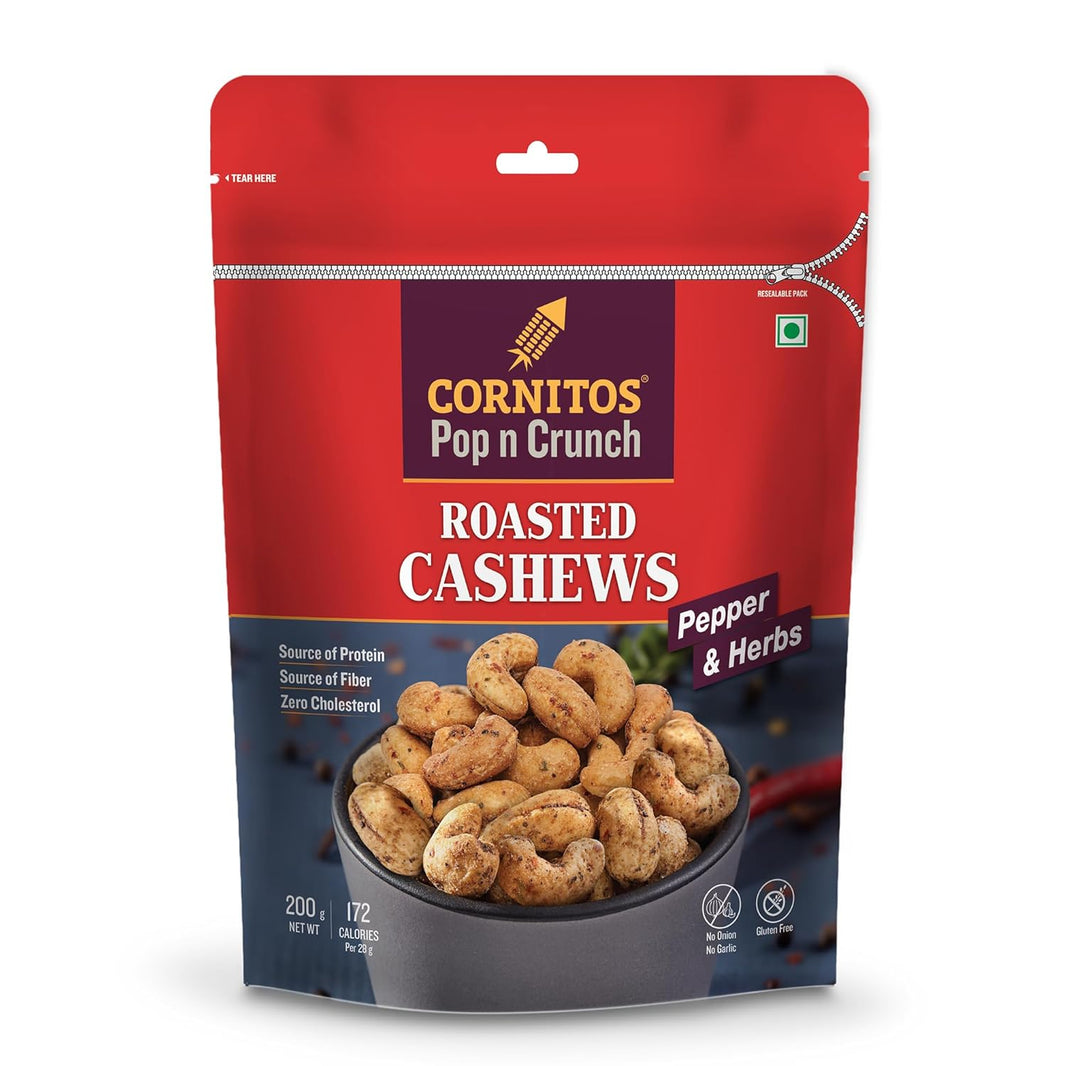 CORNITOS POP & CRUNCH ROASTED CASHEW CRACK PEPPER 200GM - SuperMarcheStore