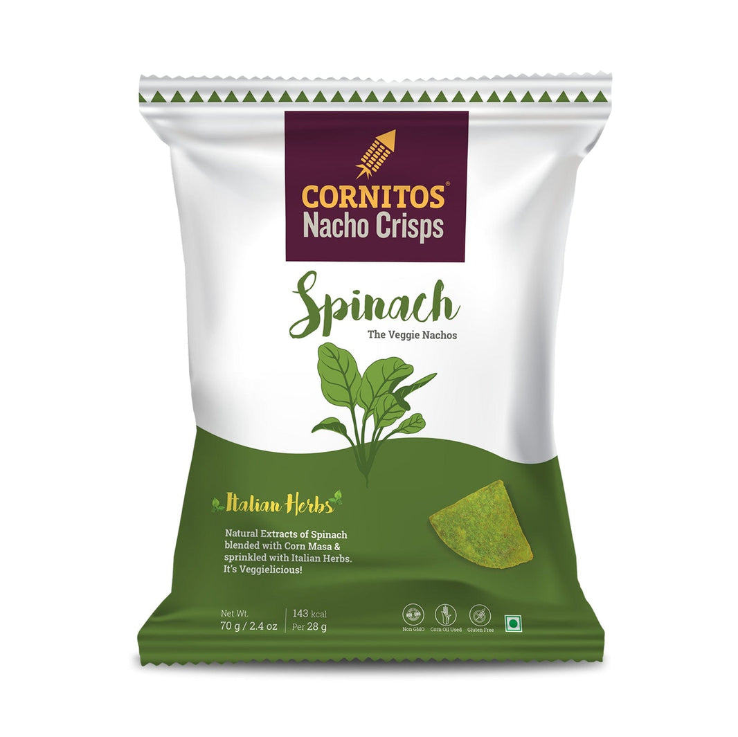 CORNITOS SPINACH NACHO CHIPS 70GM - SuperMarcheStore