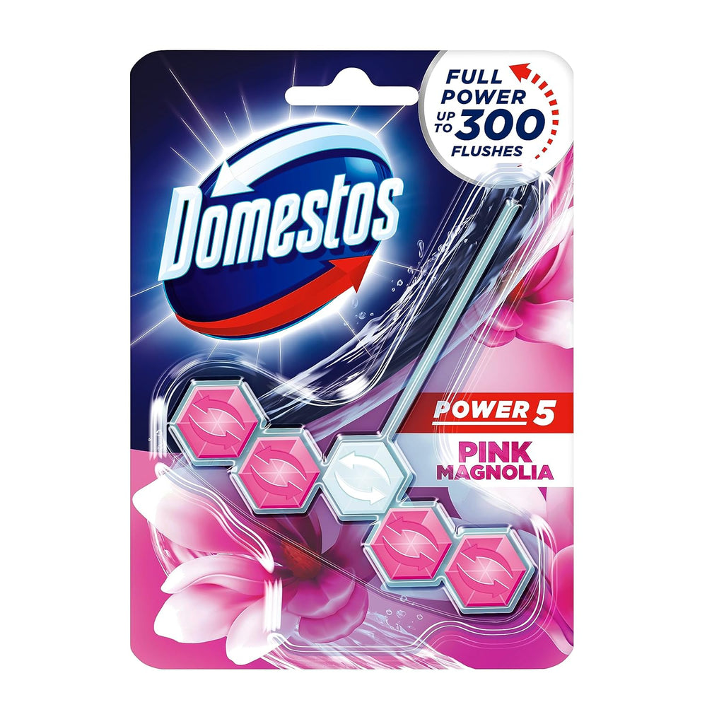 DOMETOS POWER 5 PINK MAGNOLIA TOILET RIM BLOCKS 55G - SuperMarcheStore