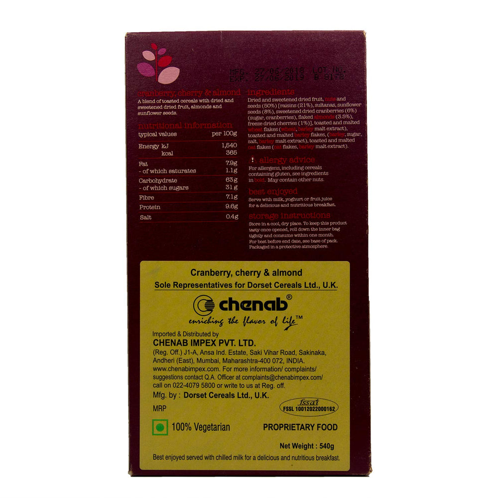 DOREST CEREALS CRANBERRY,ALMOND,CHERRY MUESLI 540 GM - SuperMarcheStore