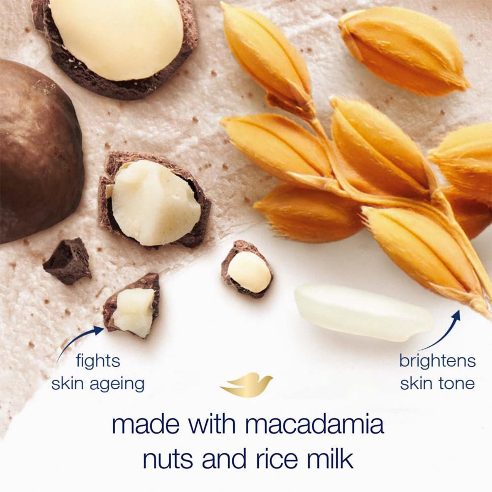 DOVE BODY POLISH CRUSHED MACADAMIA RICE MILK 298 GM - SuperMarcheStore