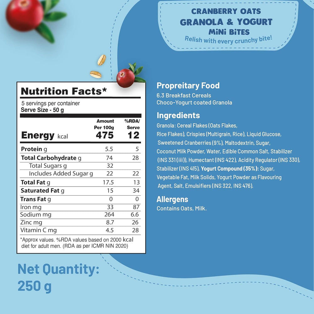 FIT AND FLEX MINI BITES CRANBERRY OATS AND GRANOLA 70 GM - SuperMarcheStore
