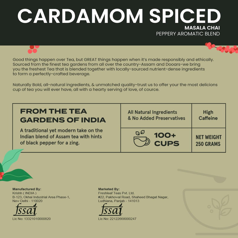 FRESHLEAF CARDAMOM SPICED MASALA CHAI 200 GM - SuperMarcheStore