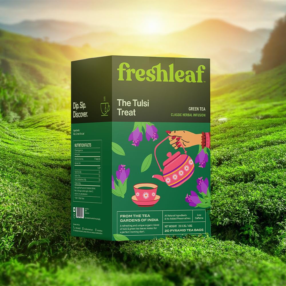 FRESHLEAF TULSI TREAT GREEN TEA 20 BAGS 40 GM - SuperMarcheStore