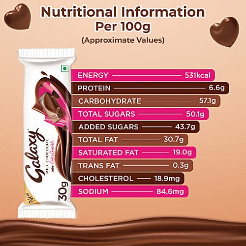 GALAXY MILK CHOCLATE WITH COOKIE CRUMBLE 30 GM - SuperMarcheStore