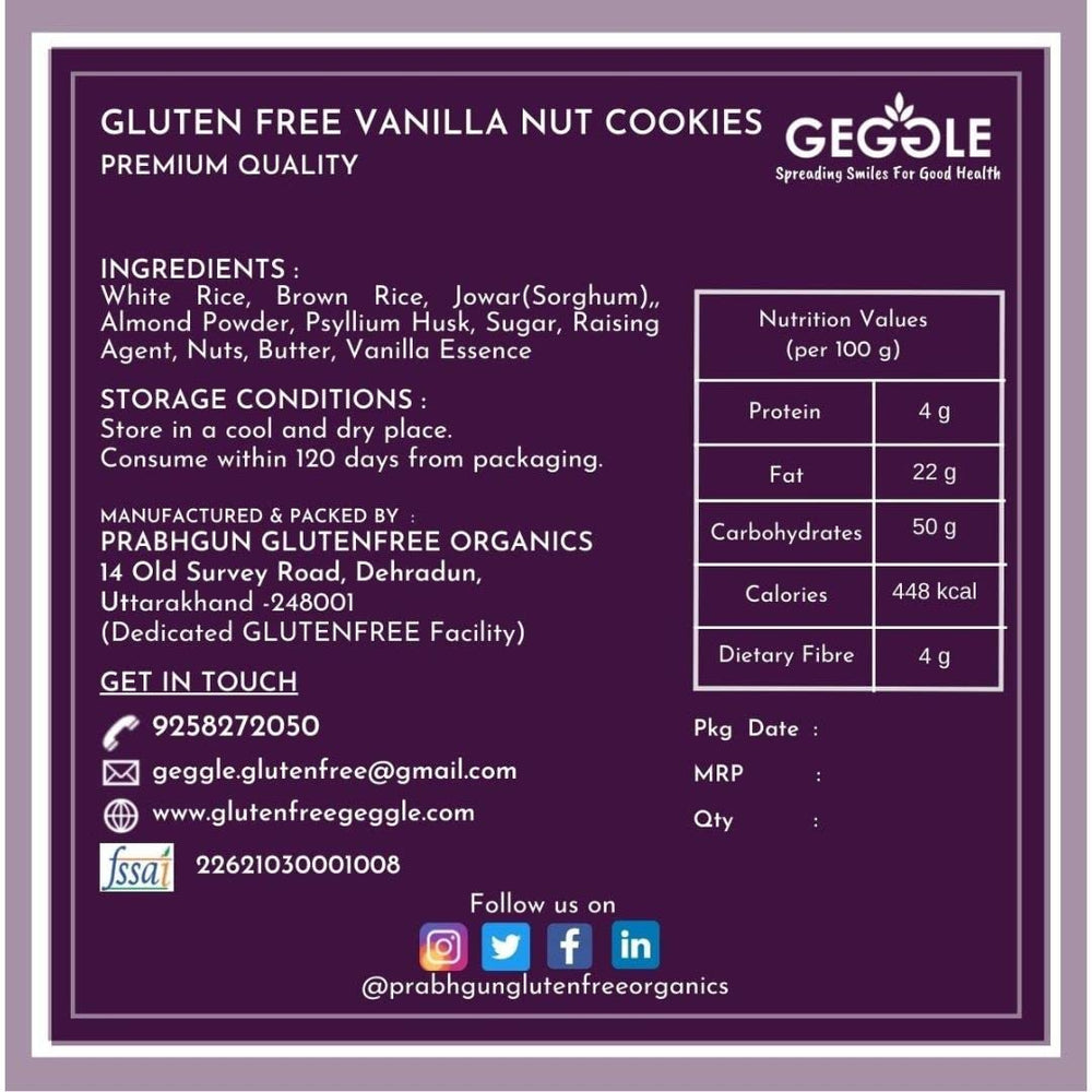 GEGGLE VANILLA NUT COOKIES 145 GM - SuperMarcheStore