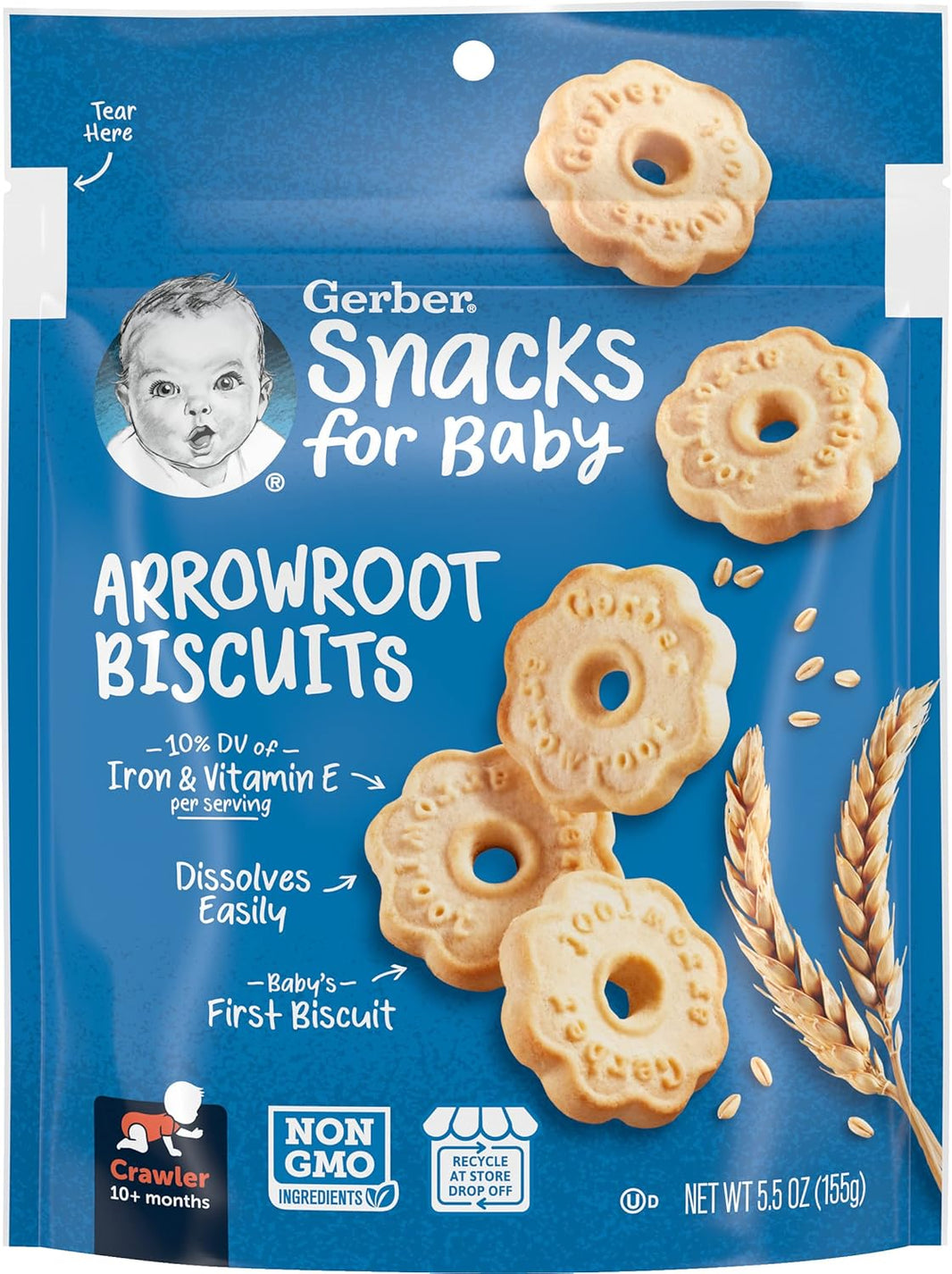 GERBERS GRAIN BISCUITS ARROWROOT POUCH BISCUITS 155 GM - SuperMarcheStore