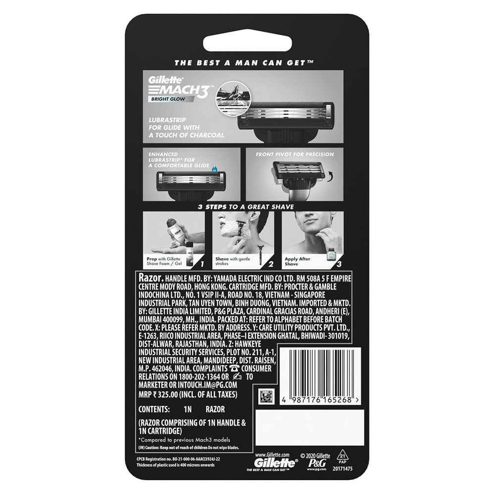 GILLETTE MACH 3 CHARCOAL RAZOR 1N - SuperMarcheStore
