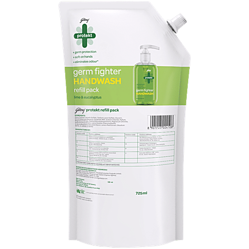 GODREJ PROTEKT GERM FIGHT HANDWASH LIME & EUCALYPTUS 725 ML - SuperMarcheStore
