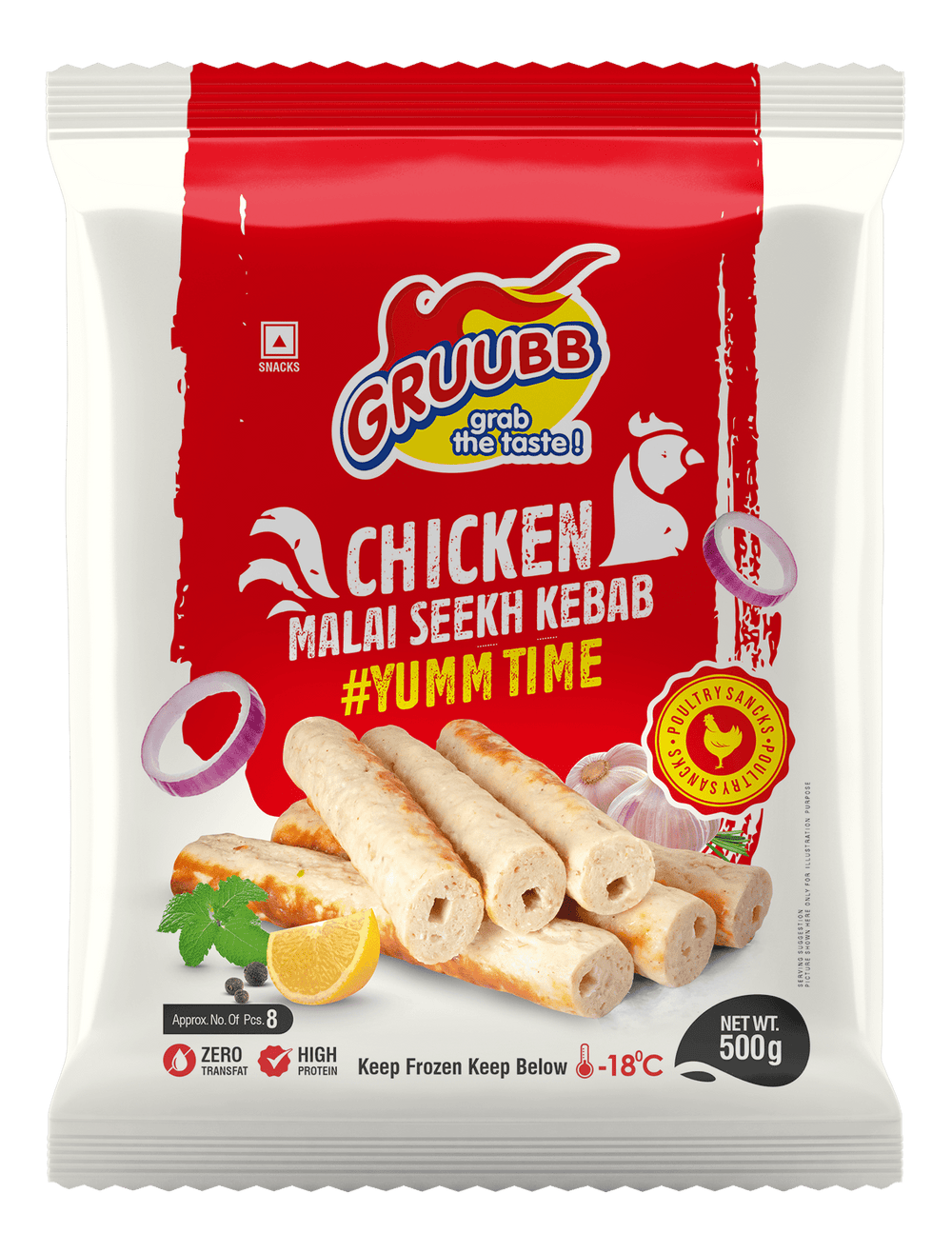 GRUUBB CHICKEN MALAI KABAB 500 GM - SuperMarcheStore