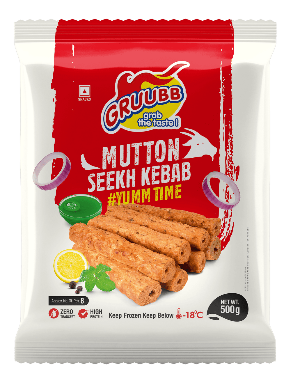 GRUUBB MUTTON SEEKH KABAB 500 GM - SuperMarcheStore