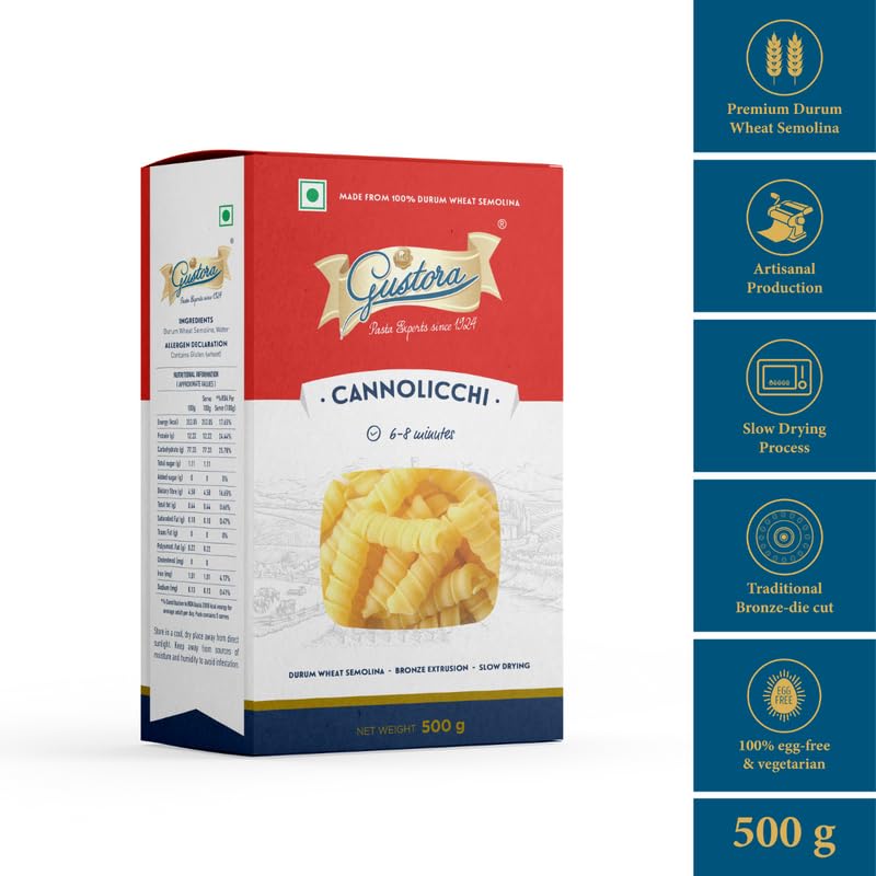 GUSTORA CANNOLICCHI PASTA 500 GM - SuperMarcheStore