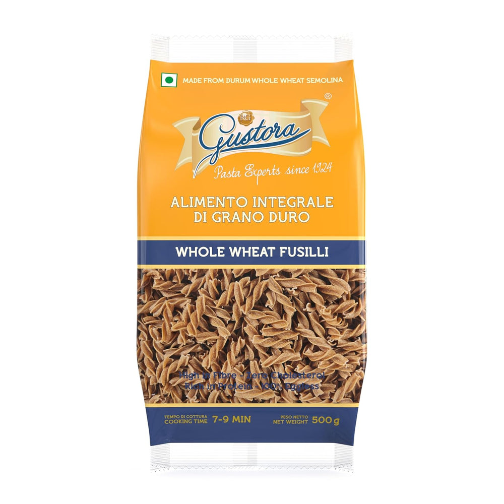 GUSTORA WHOLE WHEAT PASTA FUSILLI 500 GM - SuperMarcheStore