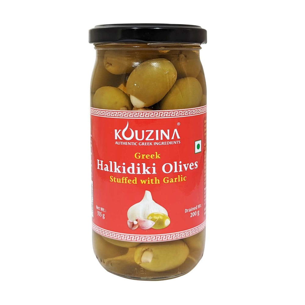 KOUZINA HALKIDIKI STUFFED WITH GARLIC OLIVES 200 GM - SuperMarcheStore