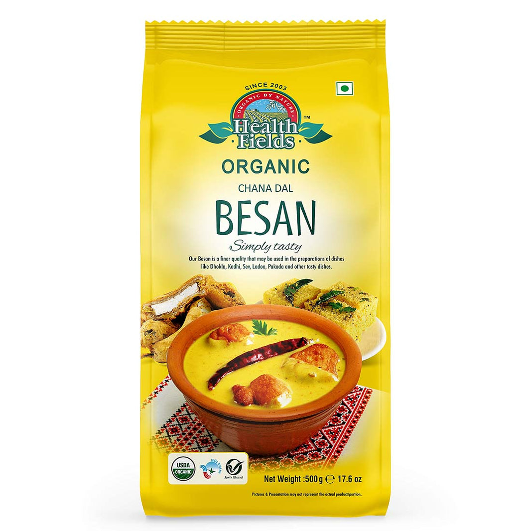 HEALTH FIELDS ORGANIC CHANA DAL BESAN 500 GM
