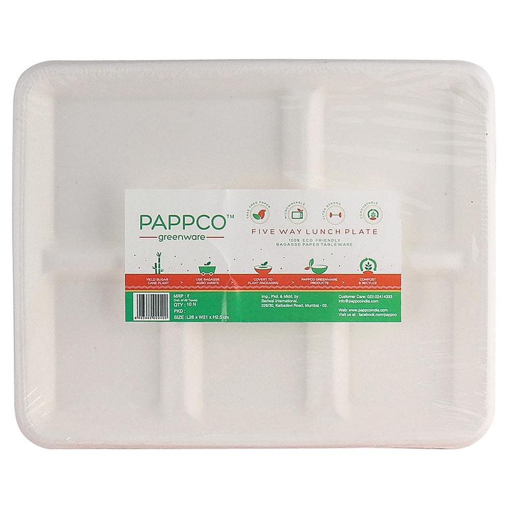 PAPPCO GREEN WARE 5 COMPARTMENT PLATE 10N