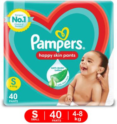 PAMPERS HAPPY SKIN PANTS SMALL 4-8 KG 40N