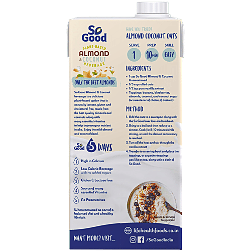 SO GOOD ALMOND COCONUT UNSWT 1000ML - SuperMarcheStore
