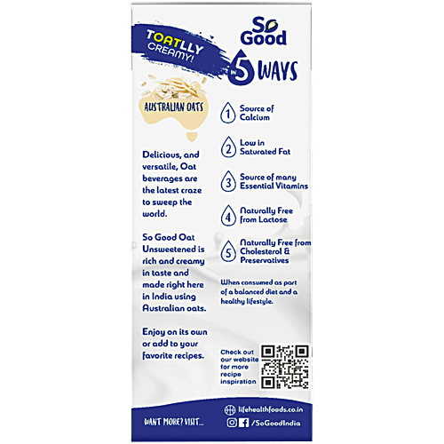 SO GOOD OAT BEVERAGE UNSWEETENED 200 ML - SuperMarcheStore