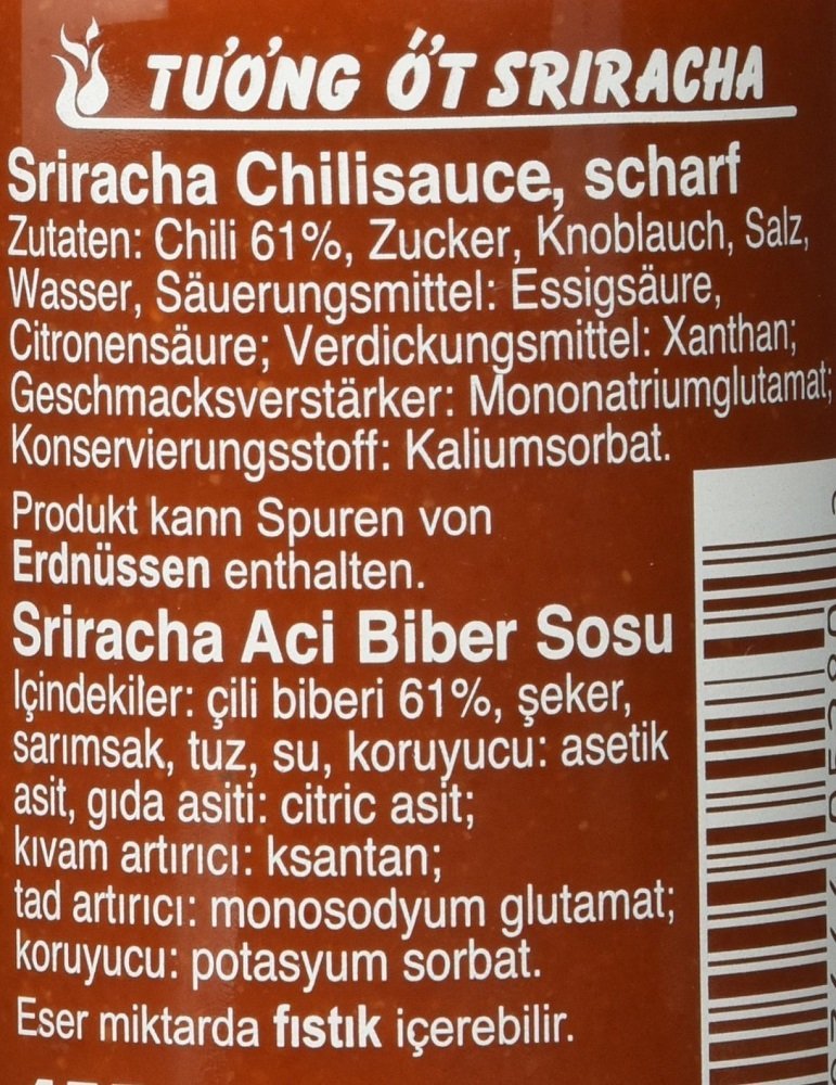 SRIRACHA HOT CHILLI SAUCE 455ML - SuperMarcheStore