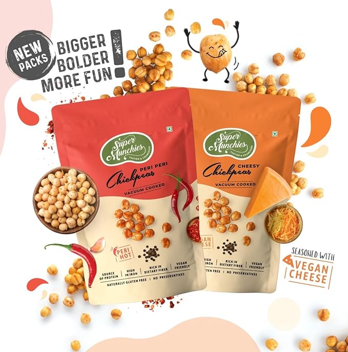 SUPER MUNCHIES CHEESY CHICKPEAS VACUM COOKED 50 GM - SuperMarcheStore