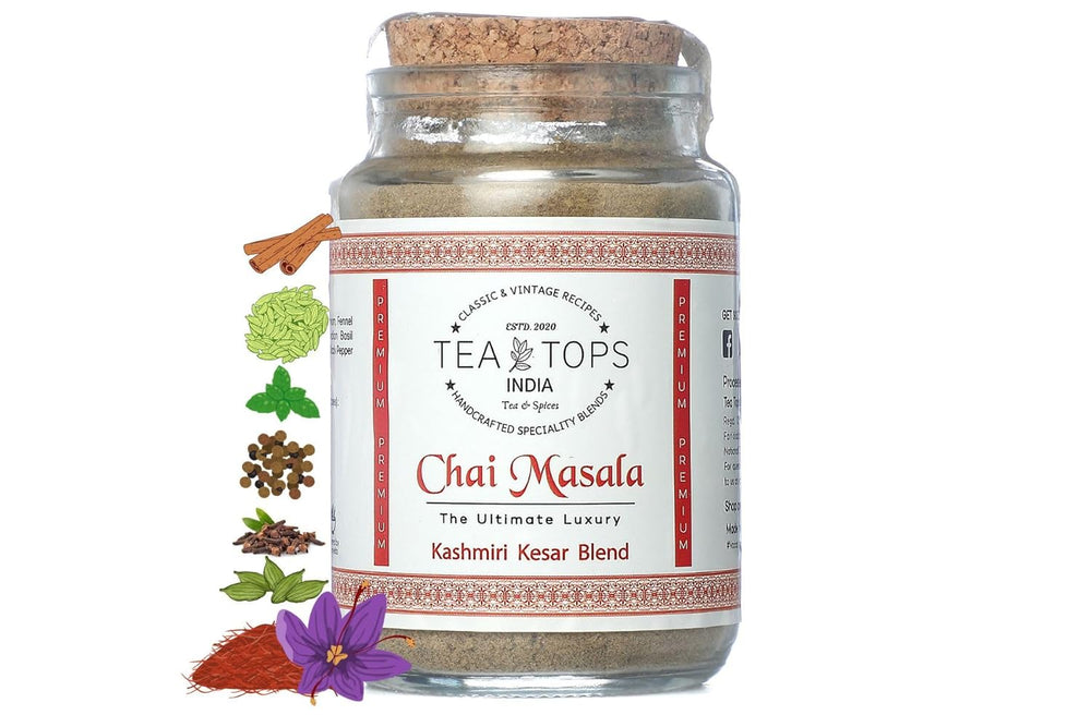 TEA TOPS INDIA CHAI MASALA KASHMIRI KESAR BLEND 75 GM - SuperMarcheStore