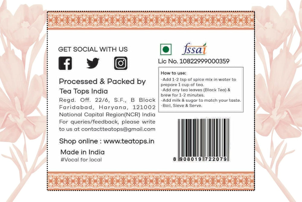 TEA TOPS INDIA CHAI MASALA KASHMIRI KESAR BLEND 75 GM - SuperMarcheStore